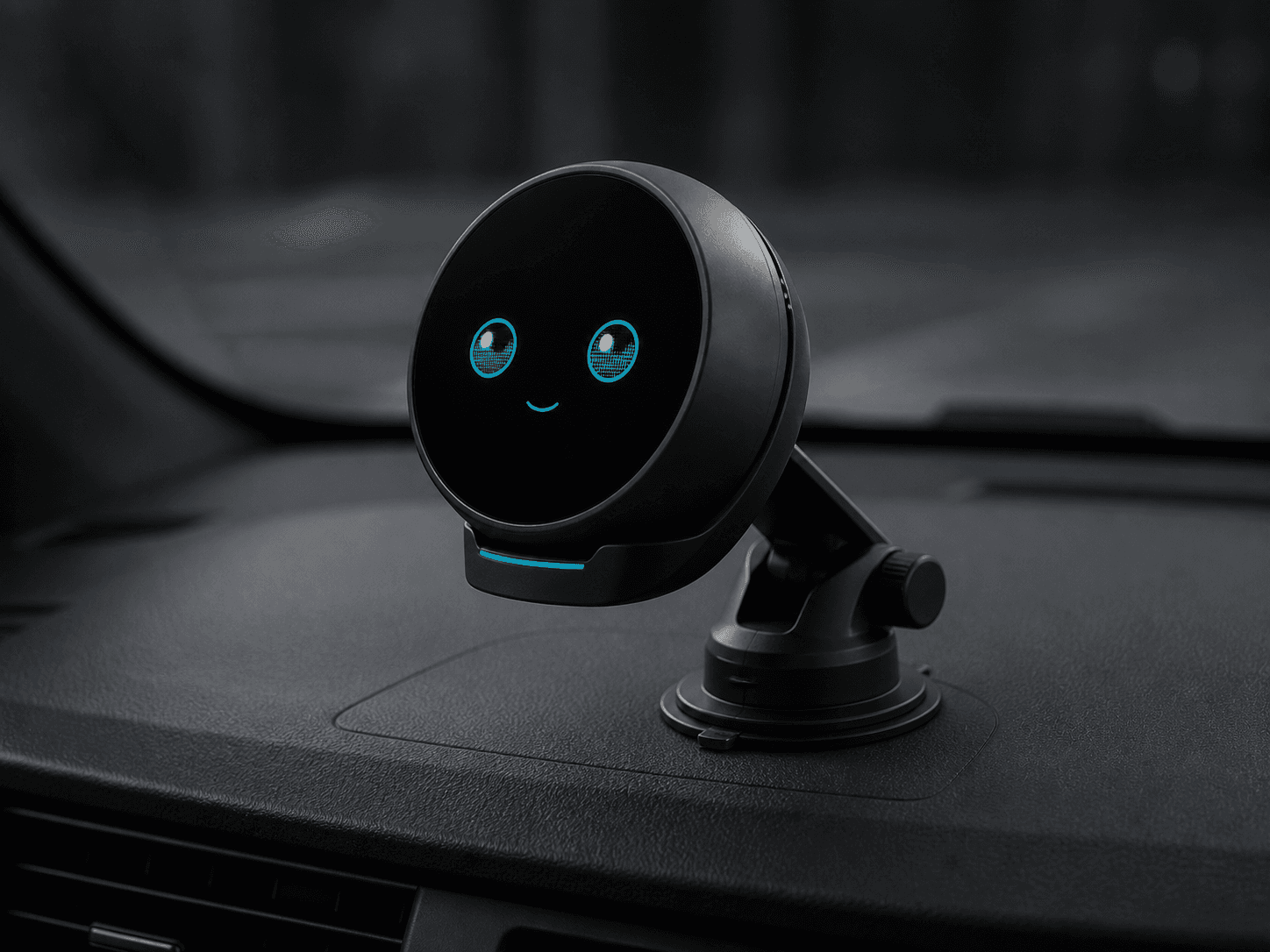 PontoTi Orb num suporte de carro com braço ajustável e carregamento indutivo conceptual